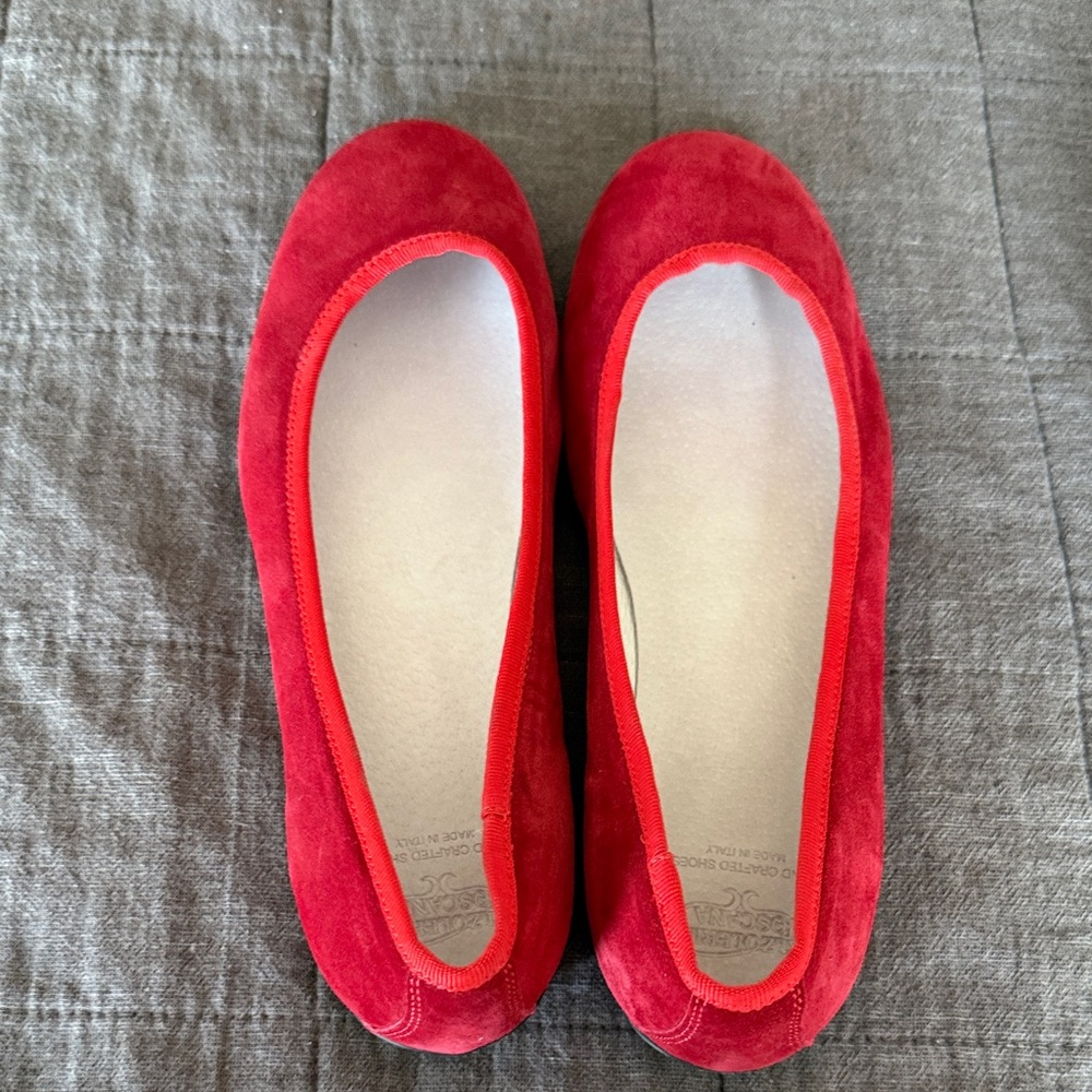 Italian leather flats in Red- Size 38 1/2